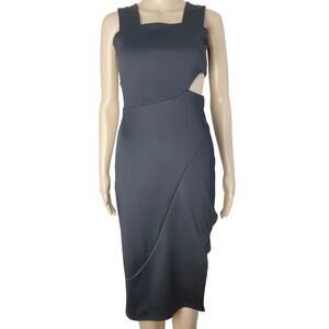 New Topshop Black Cutout Bodycon Midi Dress Side Slit Open Back
